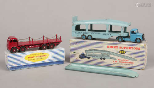 Two Dinky Supertoys die cast vehicles. Pullmore Car Transporter 982 boxed and Foden Flat Truck