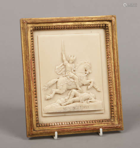 After Bartholdy Frederic Auguste (1834-1904) a carved alabaster plaque in gilt frame.