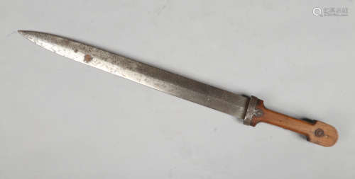 A 19th century short sword with hardwood grip. Blade length 42cm.