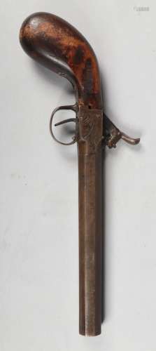 A 19th century box lock percussion boot pistol with octagonal barrel. Barrel length 17cm.Condition
