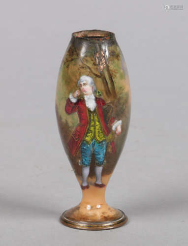 An early 20th century French bronze and enamel baluster shaped specimen vase, possibly Limoges.