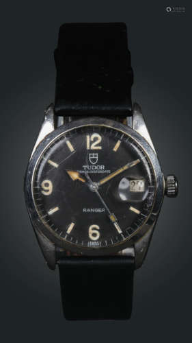 A gentleman's Rolex Tudor Prince Oysterdate Ranger stainless steel wristwatch. With matt black Swiss