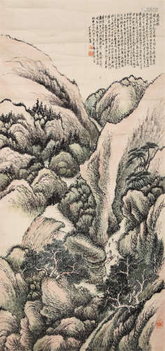 黄成霖 1932年作 山水 立轴 纸本