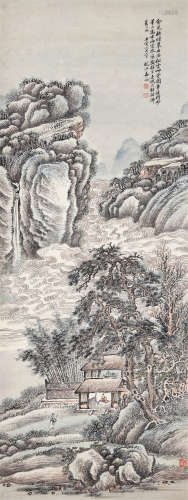 姜筠 1902年作 山水 立轴 纸本