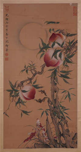 CHINESE SCROLL PAINTING OF PEACH