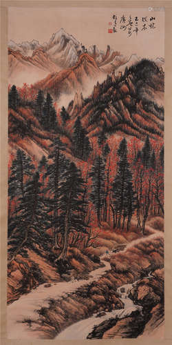 CHINESE SCROLL PAINTING OF MOUNTAIN VIEWS