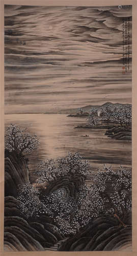 CHINESE SCROLL PAINTING OF RIVER VIEWS