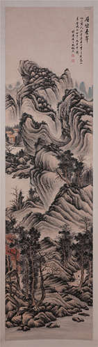 CHINESE SCROLL PAINTING OF MOUNTAIN VIEWS