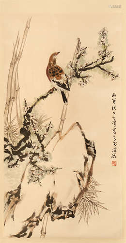 CHINESE SCROLL PAINTING OF BIRD AND FLOWER