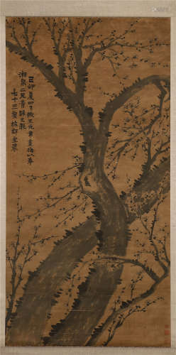 CHINESE SCROLL PAINTING OF PLUM BLOSSOMMINGS