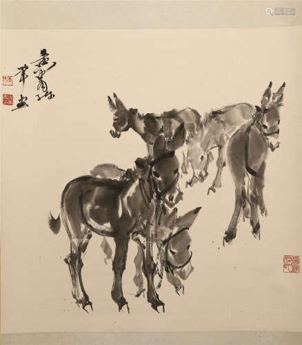 CHINESE SCROLL PAINTING OF DONKEY