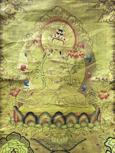 Chinese Hanging Scroll of Thangka Paintingof Manjushri