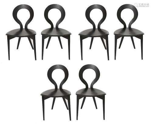 Modern Open Back Dining Chairs, Group of 6