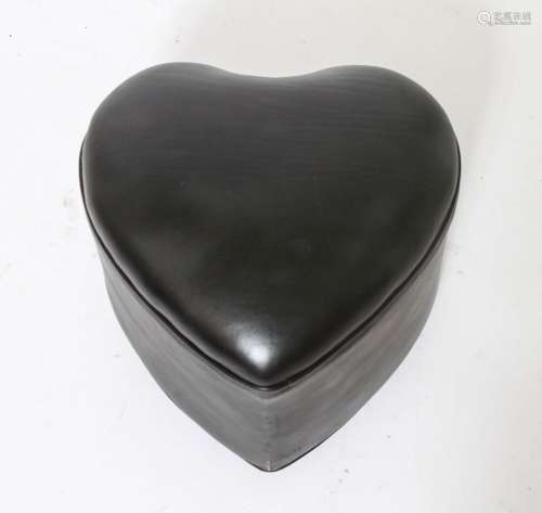 Modern Heart Form Ottoman w Leather Upholstery