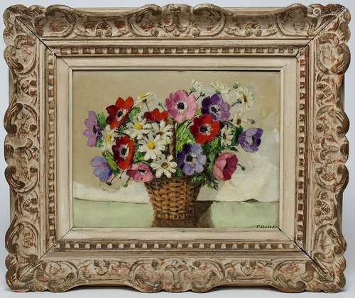 Primo Dolzan Still Life with Flowers Oil on Canvas