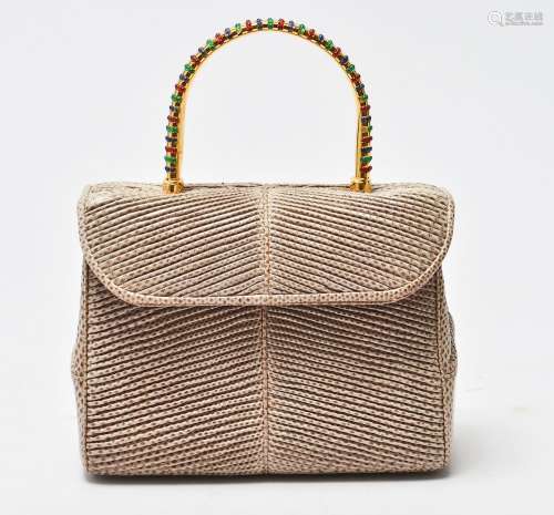 Judith Leiber Pleated Lizard Skin Evening Bag