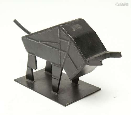 Modern Charging Bull Iron Sculpture