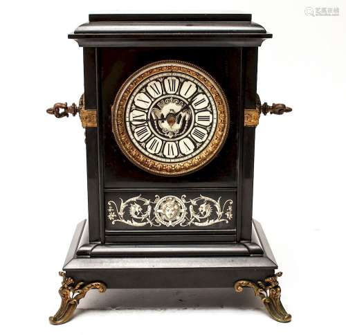 Tiffany & Co. Movement Black Marble Mantle Clock