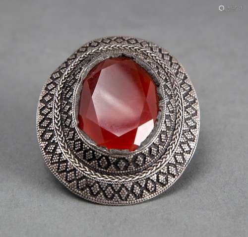 Silver & Carnelian Double Finger Ring