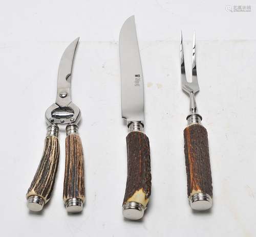 Widder Solingen Antler Carving Set & Grape Shears