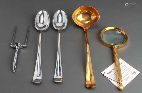 Gerity Gold & Silver Plate Servers & Magnifier, 5