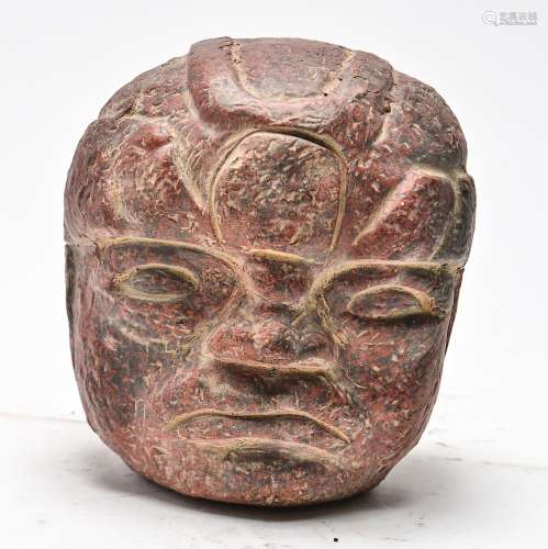 Art Pottery Head Mottled Terracotta Sculpture