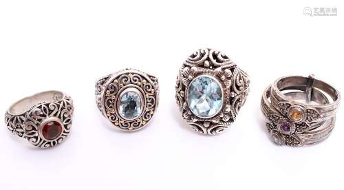 Silver w 18K Gold Accents, Rings w Gemstones, 4