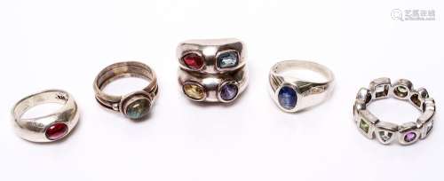 Silver Rings w Sapphire & Other Gem Stones, 5