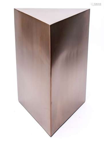 Triangular Brushed Metal Pedestal Side Table
