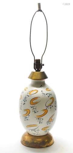 Mid-Century Modern Ceramic & Gold-Tone Table Lamp