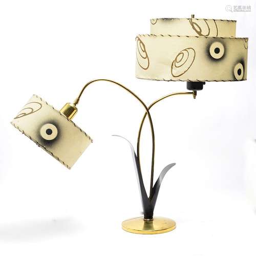 Mid-Century Modern Table Lamp w Fiberglass Shades