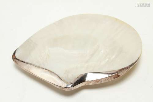 Mother of Pearl Shell Dish with Silver Mount