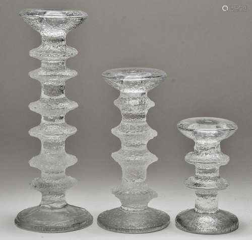 Frosted Glass Graduated Candlesticks Group of 3
