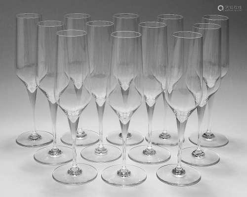 Baccarat L. Perrier Crystal Champagne Flutes, 12