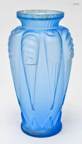 Art Deco Espaivet France Blue Glass Vase