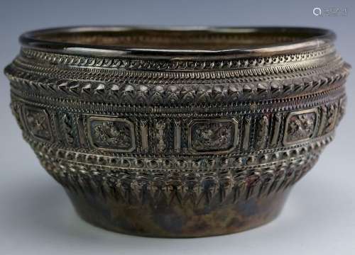 Silver Indian Ornate Repousse Center Bowl 583 gr.