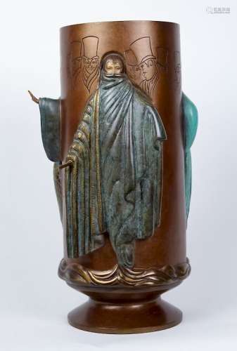 ERTE Fantasy Art Deco Lady Bronze Sculpture Vase