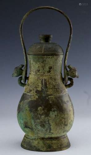 Antique Chinese Archaic Bronze Ritual Wine Vessel