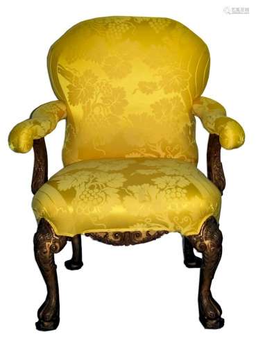 Antique Italian Carved & Gilt Carved Wood Armchair