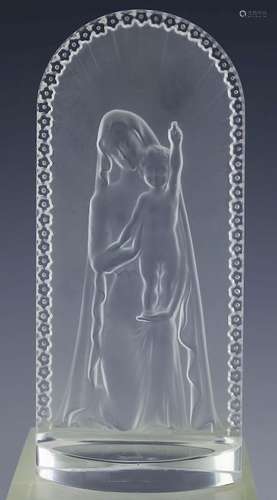 Lalique French Crystal Jesus & Mary Relief Plaque