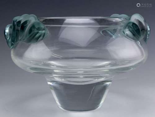 Lalique Persepolis Clear & Green Crystal Vase Bowl