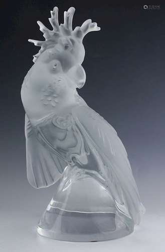 Lalique Art Glass Perroquet Parrot Bird Sculpture