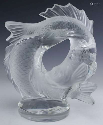 Lalique Art Glass Deux Poissons Kio Fish Sculpture