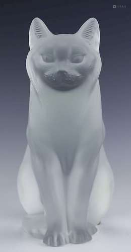 Lalique Chat Assis Sitting Cat Crystal Sculpture