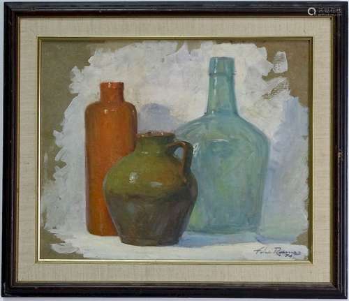 Felix Ramos Cuban Still Life Oil On Board Painting