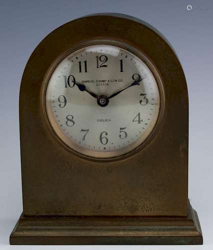 Chelsea Shreve Crump Low Brass Mantle Shelf Clock