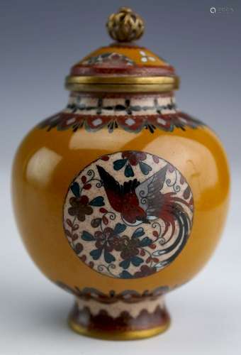 Japanese Fine Wire Enamel Cloisonne Lidded Jar