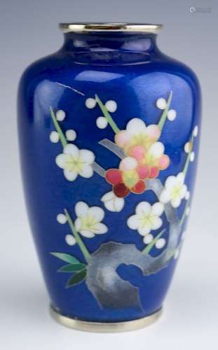 Japanese Fine Wire Cloisonne Floral Enamel Vase