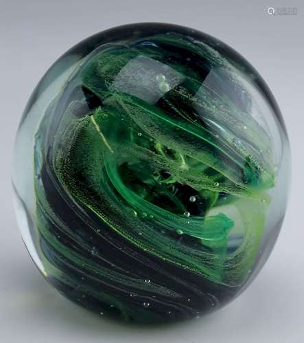 Kerry Irish Studio Art Glass Green Paperweight