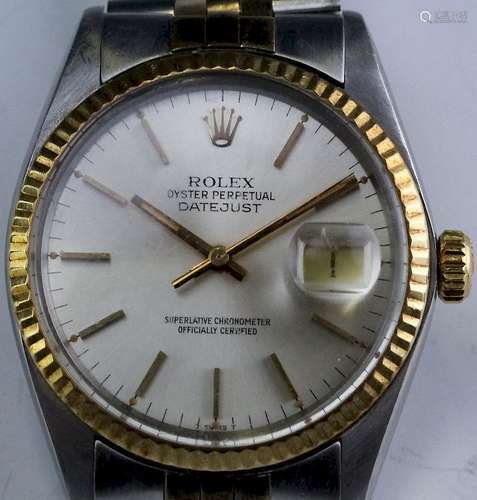 Men's Rolex Steel & Gold Date Just 16013 Watch